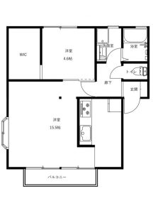 【募集用間取図】ハイカムール壱番館201　リノベ